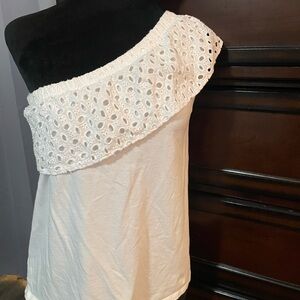 LOFT Petites White Off-Shoulder Blouse